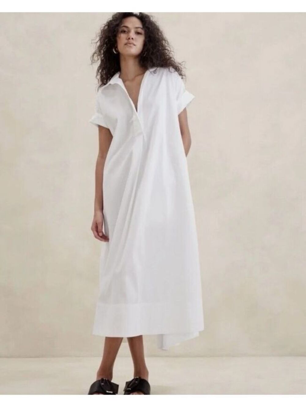 NWT banana republic Rhyah Poplin Maxi Dress white